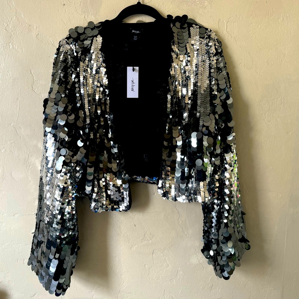 Sequin jacket with bell sleeves